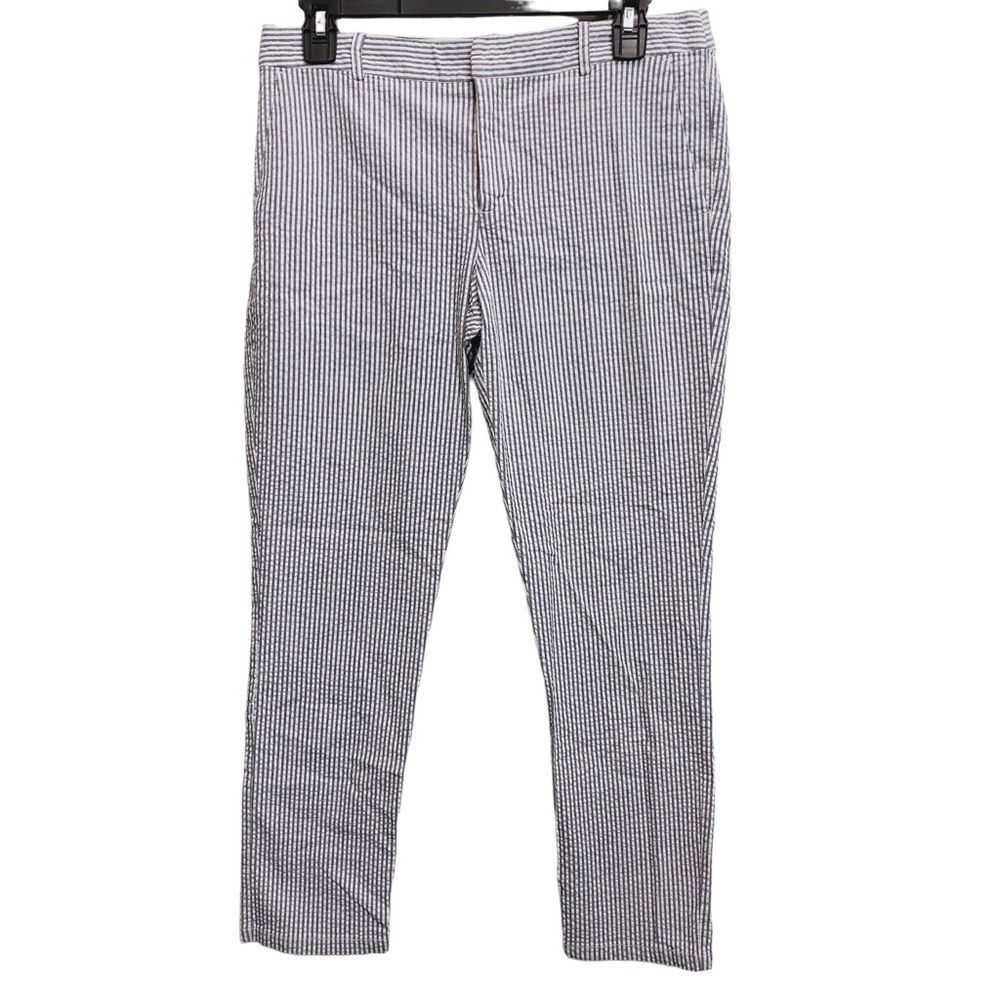 Kut from the Kloth Cropped Seersucker Textured Pant Women Sz 6 Stripe Capri